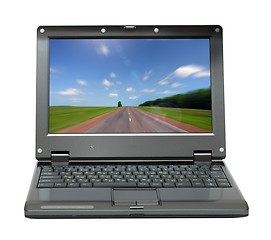 Image showing laptop with infinity road