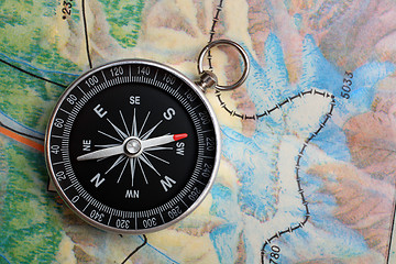 Image showing compass on geography map