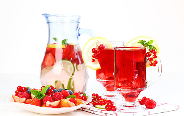 Image showing Refreshing summer ice tea with fresh fruits