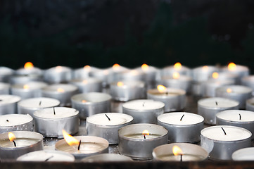 Image showing Prayer candles in church – close up