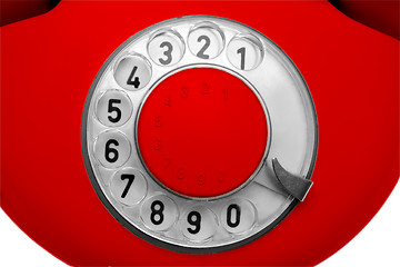 Image showing old red telephone dial