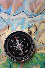 Image showing compass on geography map