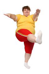 Image showing exercising overweight woman