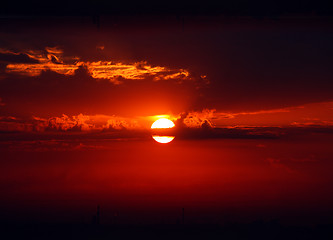 Image showing dramatic red sunrise
