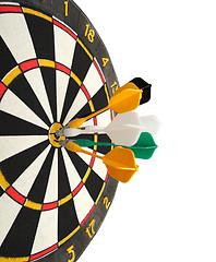 Image showing dartboard with darts in aim