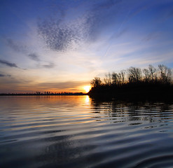 Image showing river landscape with sunset