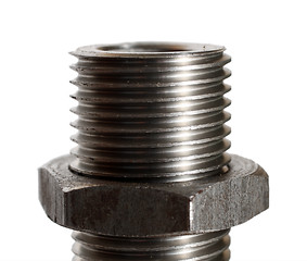 Image showing big bolt with nut close-up