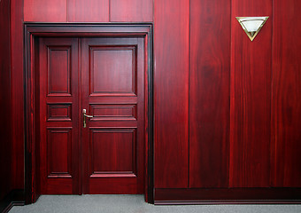 Image showing luxury mahogany interior with door