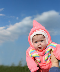 Image showing baby in pink hood