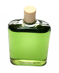 Image showing old bottle with green cologne