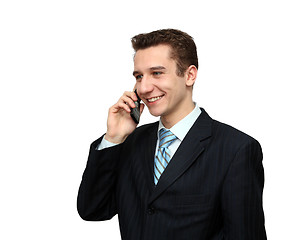 Image showing smiling man calling by phone