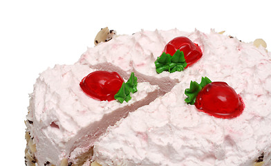 Image showing sweet strawberry cake with cream
