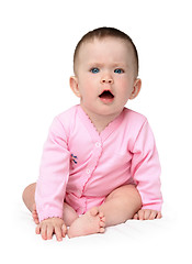 Image showing displeased baby girl sitting