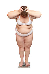 Image showing women with overweight on scales