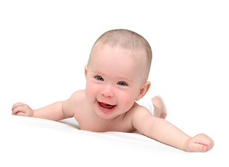 Image showing happy baby crawling