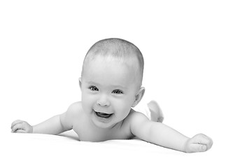 Image showing happy baby crawling