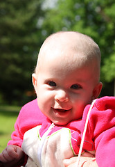 Image showing happy smiling baby outdoors