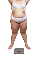 Image showing overweight woman body and scales