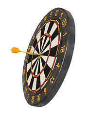 Image showing dartboard with dart in aim