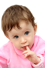 Image showing baby sucking fingers portrait