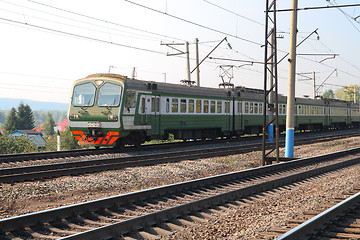 Image showing passenger train on electric railway