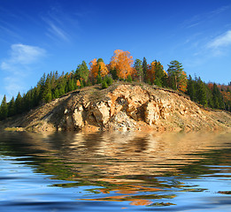 Image showing hill in lake
