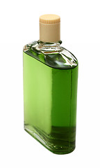 Image showing old bottle with green cologne