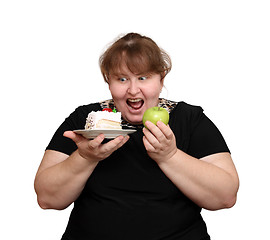 Image showing dieting overweight woman choice