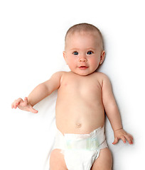 Image showing smiling baby girl in diaper