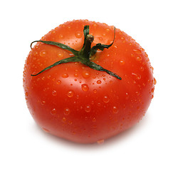 Image showing ripe tomato with water drops