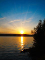 Image showing lake landscape with sunset