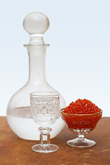 Image showing vodka and caviar