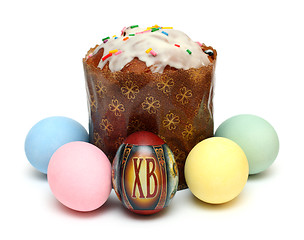 Image showing kulich and eggs