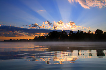 Image showing beautiful reflection sunrise on river