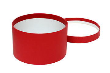 Image showing open red round box