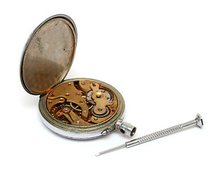 Image showing old watch and screwdriver