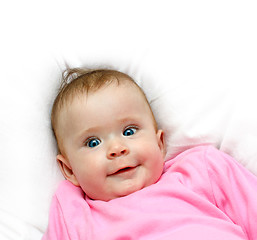 Image showing smiling newborn baby girl