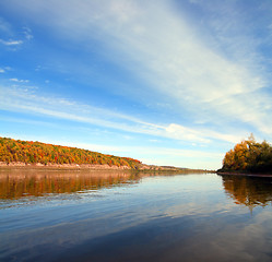 Image showing autumn landscape with river and sky