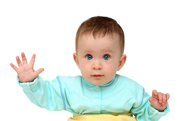 Image showing baby with hand up - stop gesture