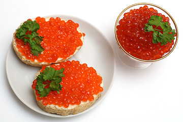 Image showing two sandwich with red caviar
