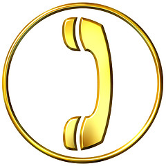 Image showing 3D Golden Telephone Sign 