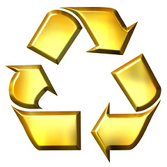 Image showing 3D Golden Recycle Symbol