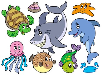 Image showing Happy sea animals collection