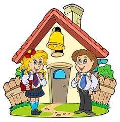 Image showing Small school with kids in uniforms