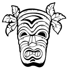 Image showing Wooden Hawaiian mask