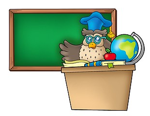 Image showing Owl teacher behind desk