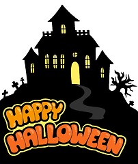 Image showing Happy Halloween sign with house