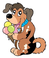 Image showing Cartoon dog eating ice cream