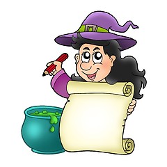 Image showing Cute witch holding scroll