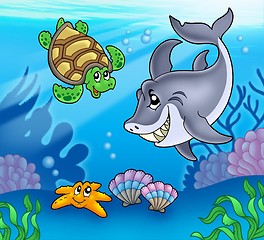 Image showing Cartoon animals underwater